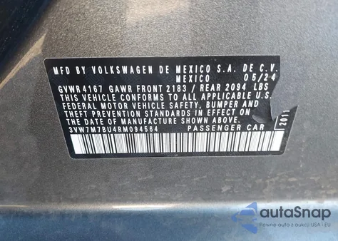 2024 Volkswagen Jetta 1.5T Se z USA, uszkodzony, nr VIN 3VW7M7BU4RM094564